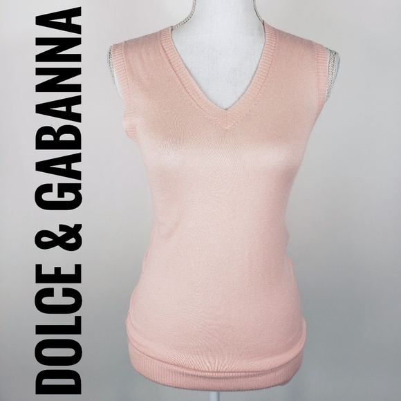 Dolce & Gabbana Sweaters - Dolce & Gabanna Top DG Sleeveles Pink Cashmere  XS